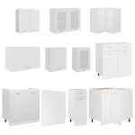 vidaXL Set dulapuri de bucătărie, 11 piese, alb, PAL vidaXL Set dulapuri de bucătărie, 11 piese, alb, PAL