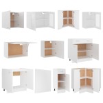 vidaXL Set dulapuri de bucătărie, 11 piese, alb, PAL vidaXL Set dulapuri de bucătărie, 11 piese, alb, PAL