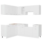 vidaXL Set dulapuri de bucătărie, 11 piese, alb, PAL vidaXL Set dulapuri de bucătărie, 11 piese, alb, PAL