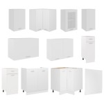 vidaXL Set dulapuri de bucătărie, 11 piese, alb, PAL vidaXL Set dulapuri de bucătărie, 11 piese, alb, PAL