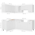 vidaXL Set dulapuri de bucătărie, 11 piese, alb, PAL vidaXL Set dulapuri de bucătărie, 11 piese, alb, PAL