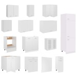 vidaXL Set dulapuri de bucătărie, 14 piese, alb, PAL vidaXL Set dulapuri de bucătărie, 14 piese, alb, PAL