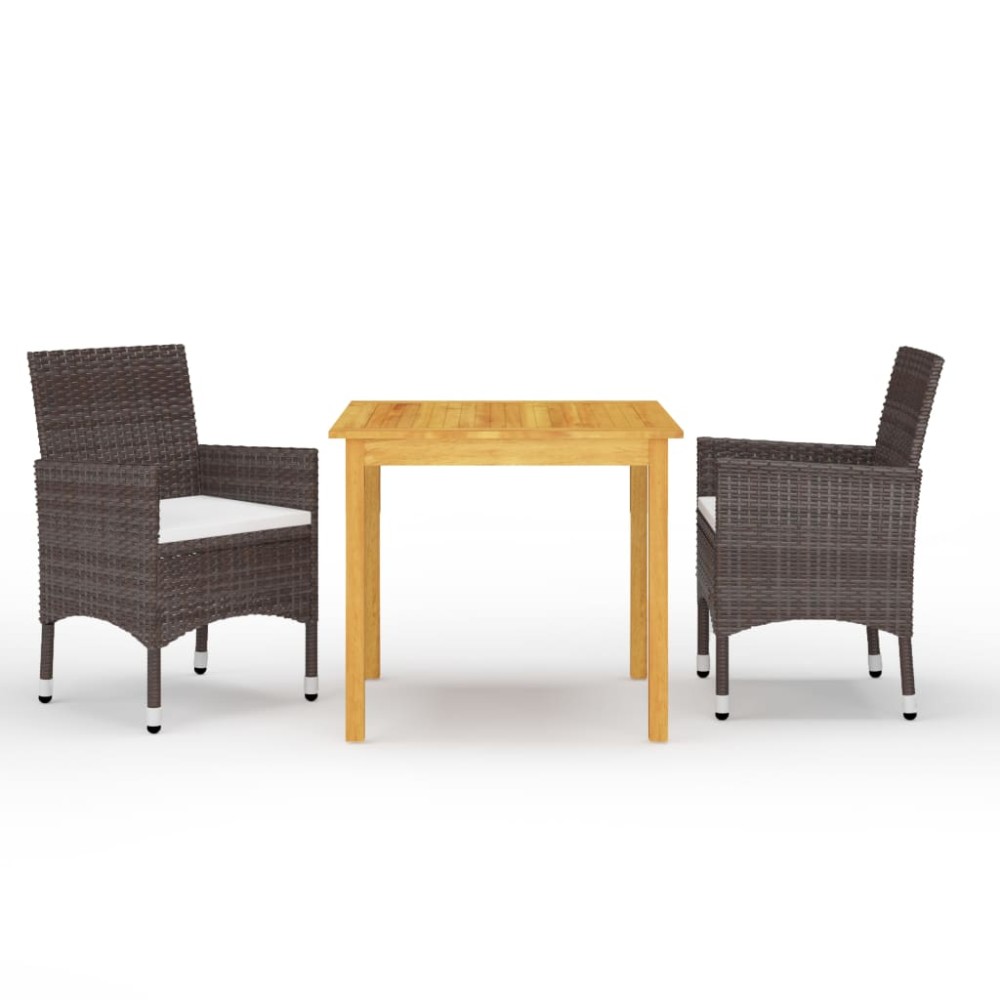 vidaXL Set mobilier de grădină, 3 piese, maro