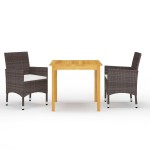 vidaXL Set mobilier de grădină, 3 piese, maro vidaXL Set mobilier de grădină, 3 piese, maro