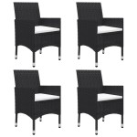 vidaXL Set mobilier de grădină, 5 piese, negru vidaXL Set mobilier de grădină, 5 piese, negru