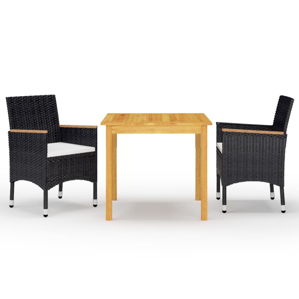 vidaXL Set mobilier de grădină, 3 piese, negru