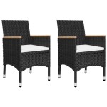 vidaXL Set mobilier de grădină, 3 piese, negru vidaXL Set mobilier de grădină, 3 piese, negru