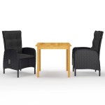 vidaXL Set mobilier de grădină, 3 piese, negru vidaXL Set mobilier de grădină, 3 piese, negru