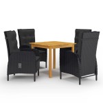 vidaXL Set mobilier de grădină, 5 piese, negru vidaXL Set mobilier de grădină, 5 piese, negru