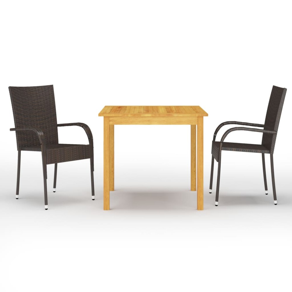 vidaXL Set mobilier de grădină, 3 piese, maro
