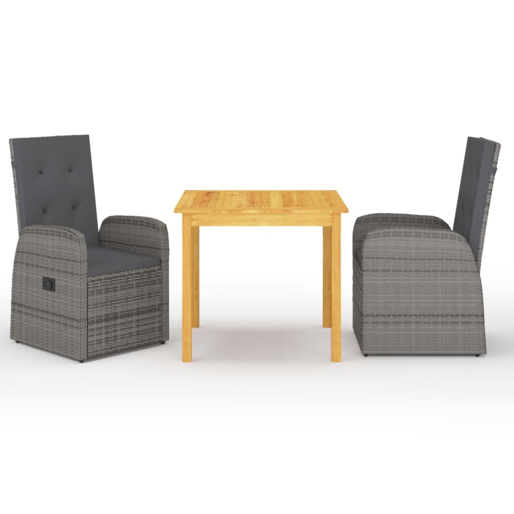 vidaXL Set mobilier de grădină, 3 piese, gri