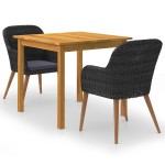vidaXL Set mobilier de grădină, 3 piese, negru vidaXL Set mobilier de grădină, 3 piese, negru