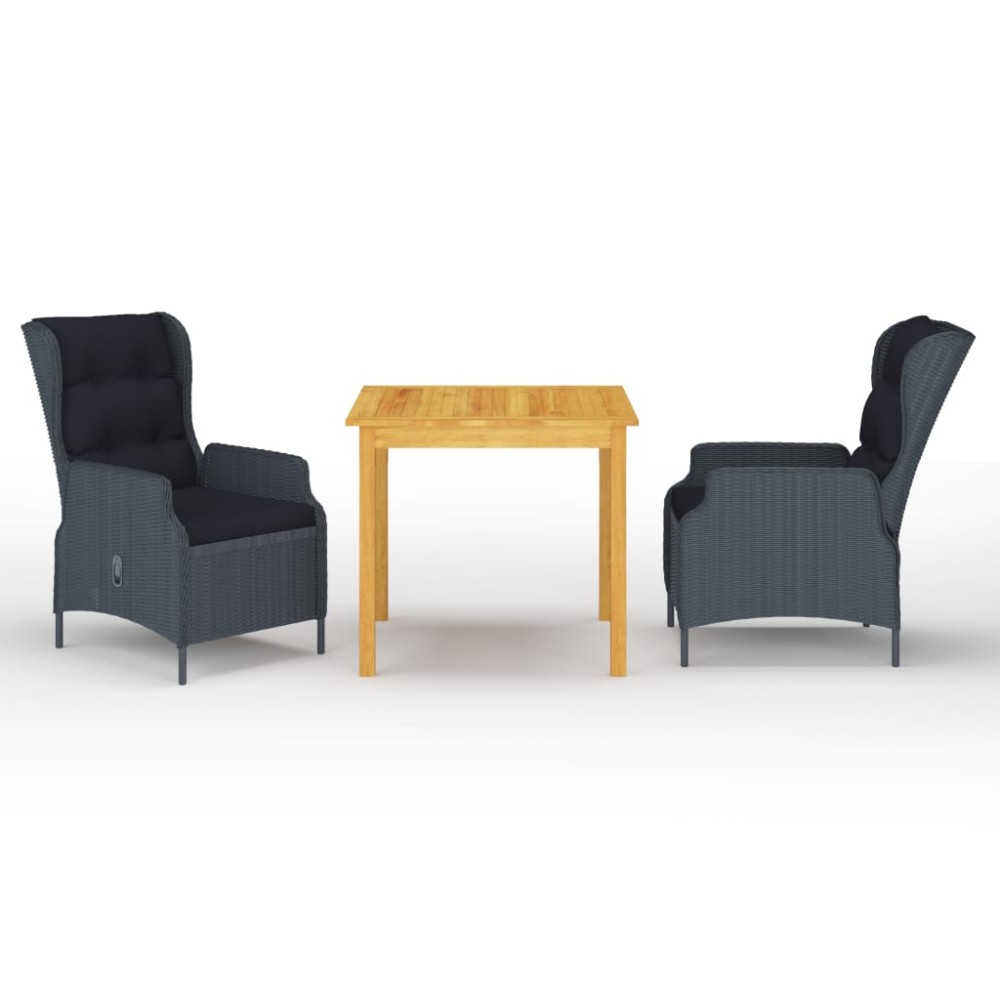 vidaXL Set mobilier pentru grădină, 3 piese, gri închis