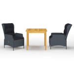 vidaXL Set mobilier pentru grădină, 3 piese, gri închis