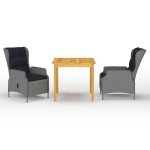 vidaXL Set mobilier pentru grădină, 3 piese, gri deschis