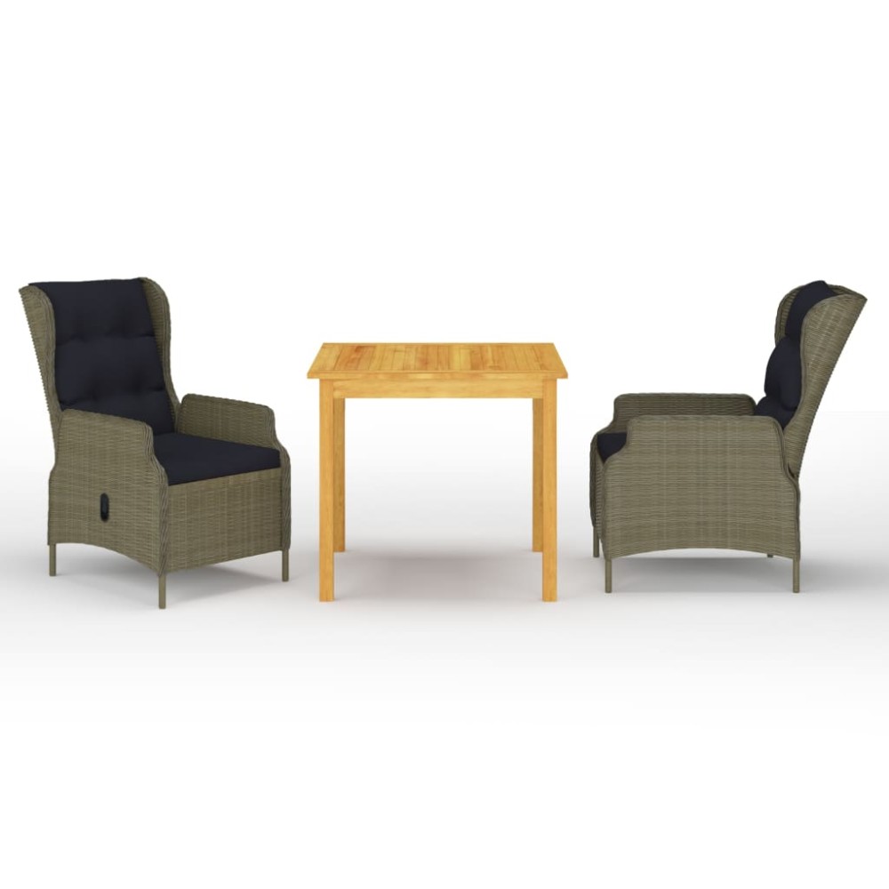 vidaXL Set mobilier de grădină, 3 piese, maro