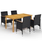 vidaXL Set mobilier de grădină, 5 piese, negru vidaXL Set mobilier de grădină, 5 piese, negru
