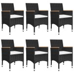 vidaXL Set mobilier de grădină, 7 piese, negru