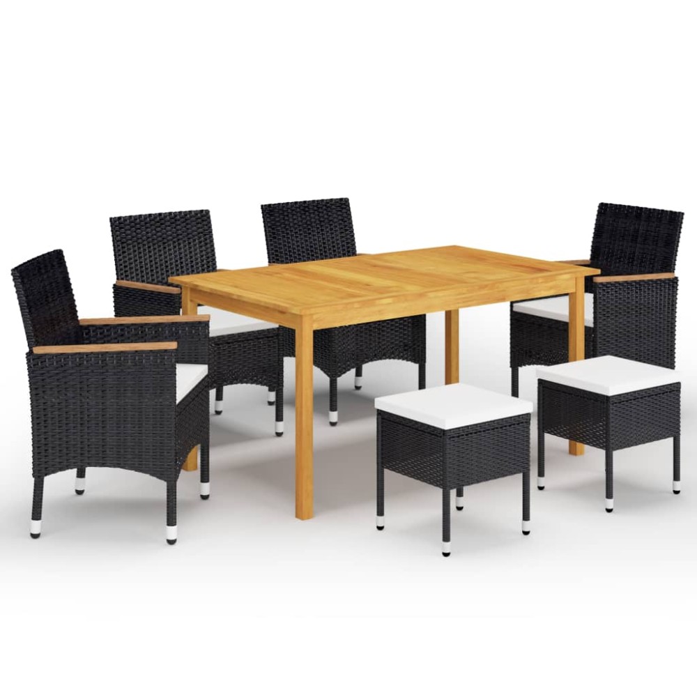 vidaXL Set mobilier de grădină, 7 piese, negru