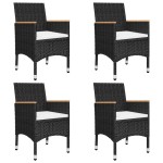 vidaXL Set mobilier de grădină, 7 piese, negru