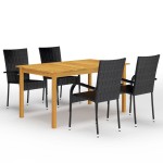 vidaXL Set mobilier de grădină, 5 piese, negru
