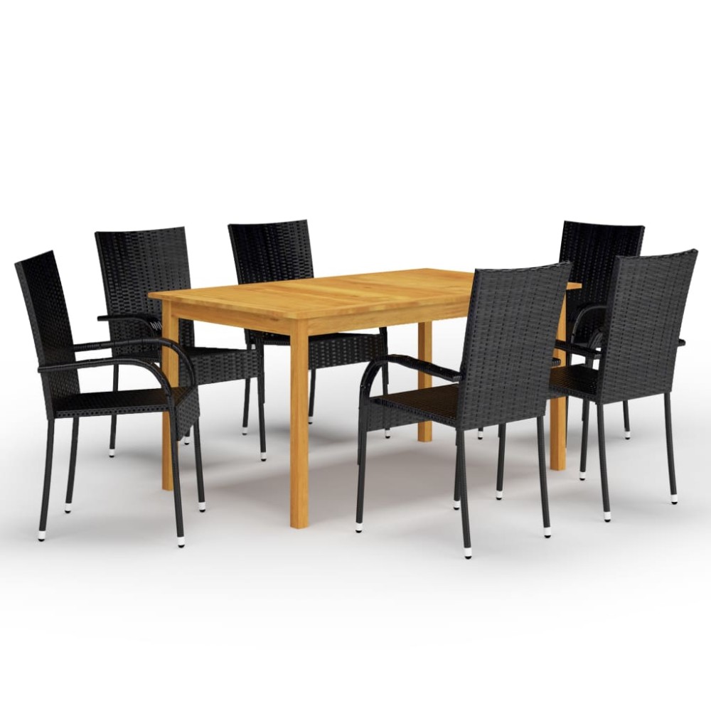 vidaXL Set mobilier pentru grădină, 7 piese, negru