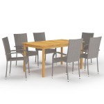 vidaXL Set mobilier pentru grădină, 7 piese, gri vidaXL Set mobilier pentru grădină, 7 piese, gri
