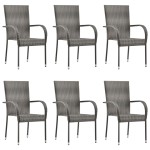 vidaXL Set mobilier pentru grădină, 7 piese, gri vidaXL Set mobilier pentru grădină, 7 piese, gri