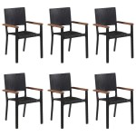 vidaXL Set mobilier de grădină, 7 piese, negru