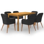 vidaXL Set mobilier de grădină, 7 piese, negru