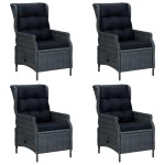 vidaXL Set mobilier de grădină, 5 piese, gri închis