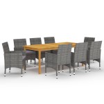 vidaXL Set mobilier de grădină, 9 piese, gri vidaXL Set mobilier de grădină, 9 piese, gri