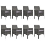 vidaXL Set mobilier de grădină, 9 piese, gri vidaXL Set mobilier de grădină, 9 piese, gri