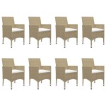 vidaXL Set mobilier de grădină, 9 piese, bej