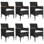 vidaXL Set mobilier de grădină, 7 piese, negru
