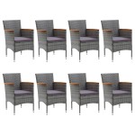 vidaXL Set mobilier de grădină, 9 piese, gri vidaXL Set mobilier de grădină, 9 piese, gri