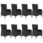 vidaXL Set mobilier de grădină, 9 piese, negru