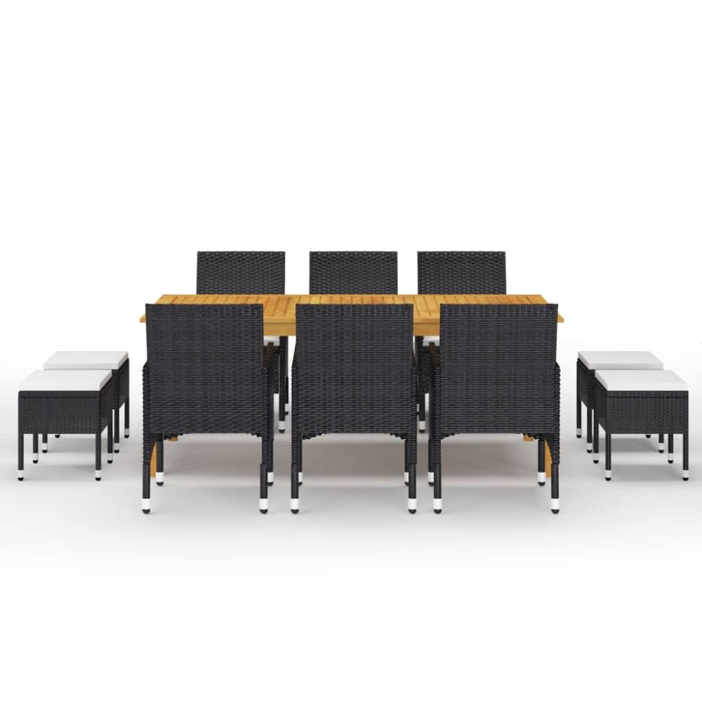 vidaXL Set mobilier de grădină, 11 piese, negru