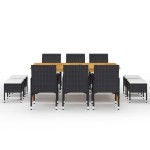 vidaXL Set mobilier de grădină, 11 piese, negru vidaXL Set mobilier de grădină, 11 piese, negru