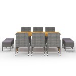 vidaXL Set mobilier de grădină, 11 piese, gri vidaXL Set mobilier de grădină, 11 piese, gri
