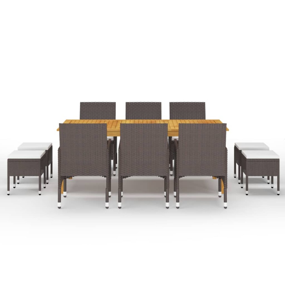 vidaXL Set mobilier de grădină, 11 piese, maro