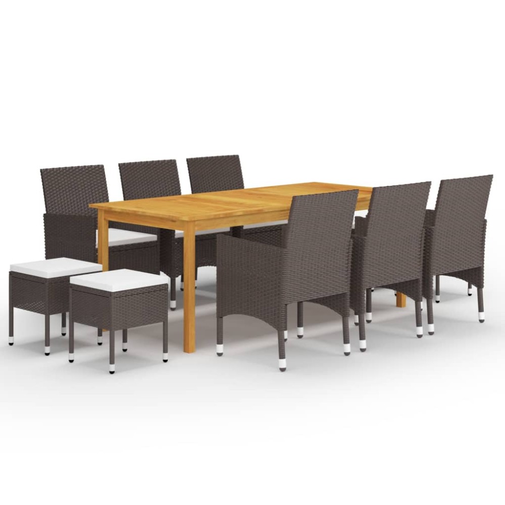 vidaXL Set mobilier de grădină, 11 piese, maro