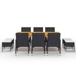 vidaXL Set mobilier de grădină, 11 piese, negru vidaXL Set mobilier de grădină, 11 piese, negru