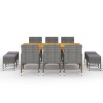 vidaXL Set mobilier de grădină, 11 piese, gri vidaXL Set mobilier de grădină, 11 piese, gri