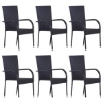 vidaXL Set mobilier de grădină, 7 piese, negru