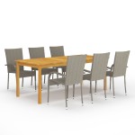 vidaXL Set mobilier pentru grădină, 7 piese, gri vidaXL Set mobilier pentru grădină, 7 piese, gri