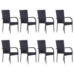 vidaXL Set mobilier de grădină, 9 piese, negru vidaXL Set mobilier de grădină, 9 piese, negru