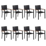 vidaXL Set mobilier de grădină, 9 piese, negru