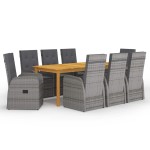 vidaXL Set mobilier de grădină, 9 piese, gri vidaXL Set mobilier de grădină, 9 piese, gri