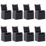 vidaXL Set mobilier de grădină, 9 piese, negru